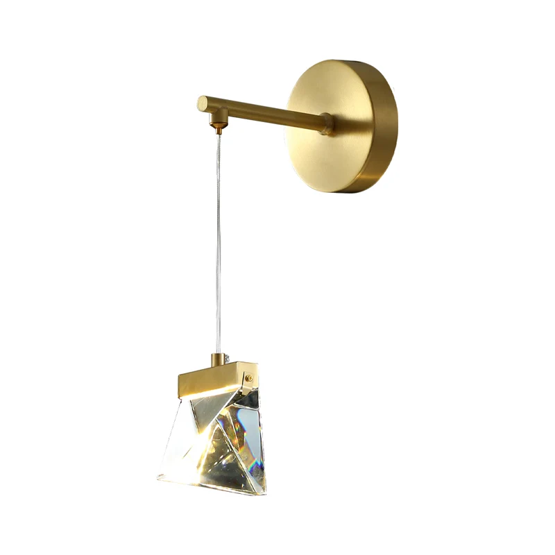 Heldere kristallen blokken gouden wandhanglamp veelvlak LED hedendaagse wandmontagelamp Clearhalo