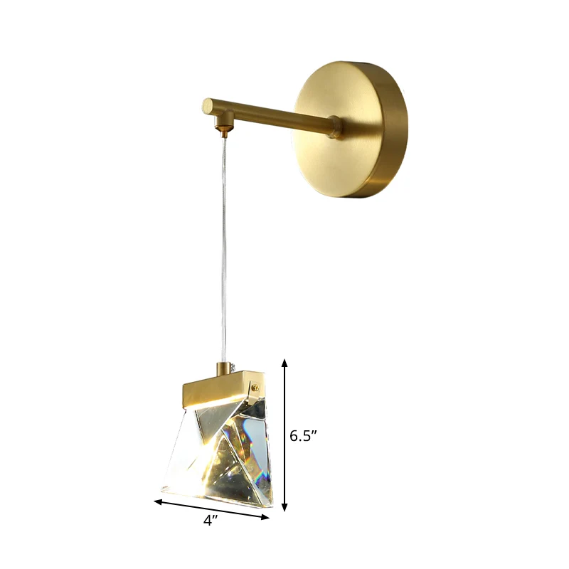 Heldere kristallen blokken gouden wandhanglamp veelvlak LED hedendaagse wandmontagelamp Clearhalo