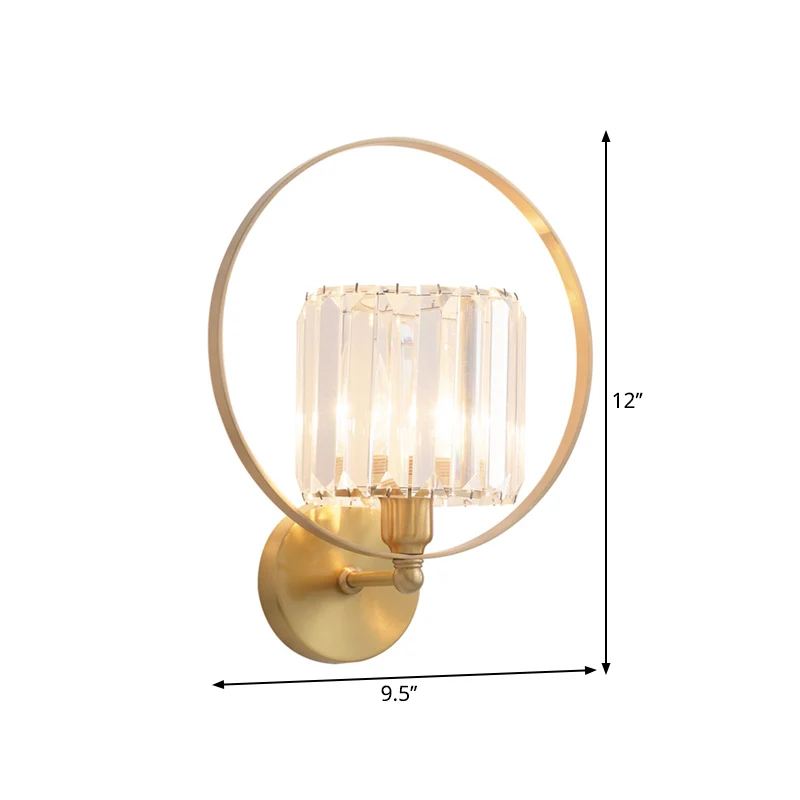 Heldere kristallen blokken gouden wandlamp schansringframe 1 lamp eigentijdse wandmontagelamp Clearhalo