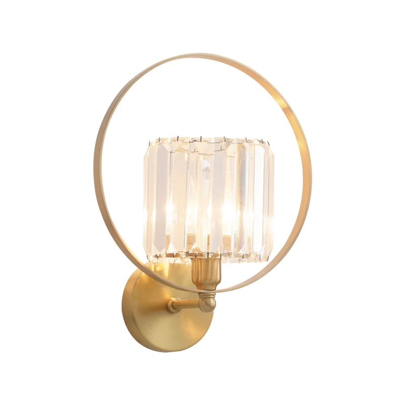Heldere kristallen blokken gouden wandlamp schansringframe 1 lamp eigentijdse wandmontagelamp Clearhalo
