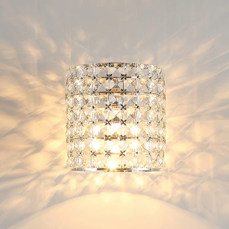 Heldere kristallen blokwandlamp Sconce Cilinder 1-lichts eigentijdse wandverlichtingsarmatuur Clearhalo