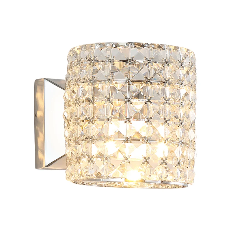 Heldere kristallen blokwandlamp Sconce Cilinder 1-lichts eigentijdse wandverlichtingsarmatuur Clearhalo