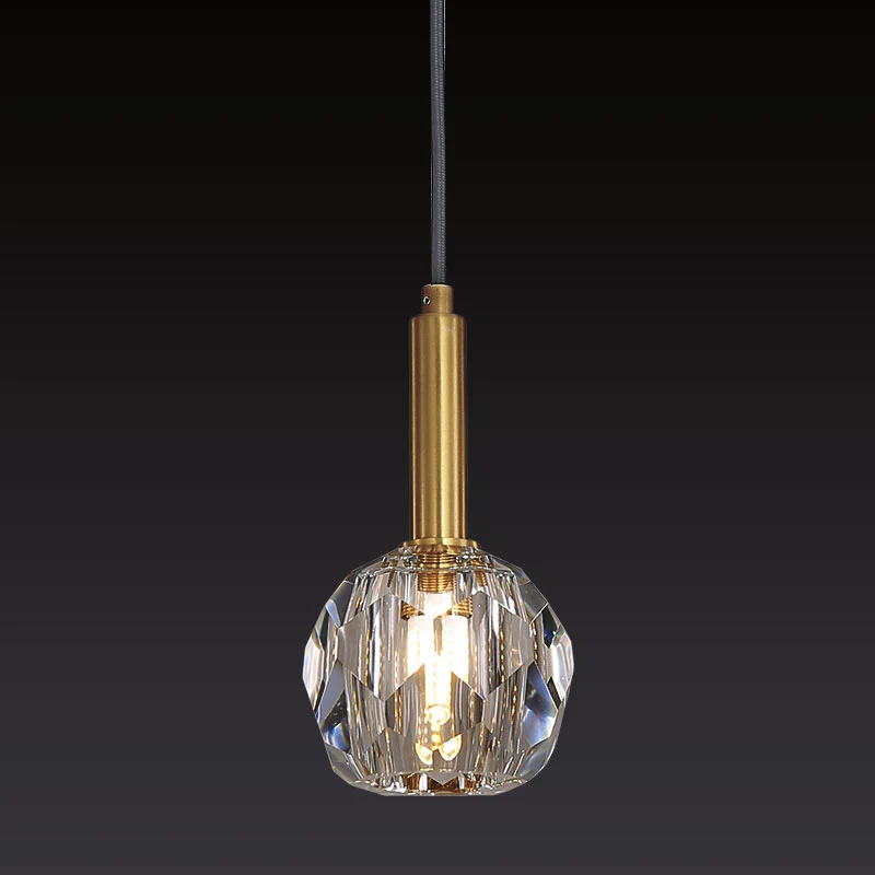 Heldere kristallen gefacetteerde bolhanger Eenvoudige eetkamerhanglampset met 1 lichtpunt goud Clearhalo