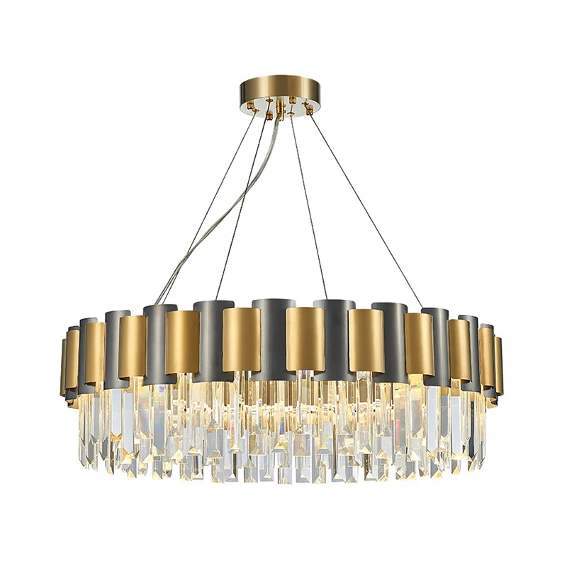 Heldere kristallen gelaagde ijspegel hanglamp moderne 8/12-lichts gouden hangende kroonluchter Clearhalo