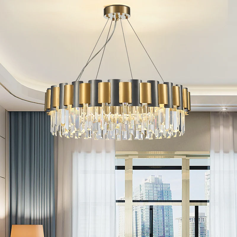 Heldere kristallen gelaagde ijspegel hanglamp moderne 8/12-lichts gouden hangende kroonluchter Clearhalo