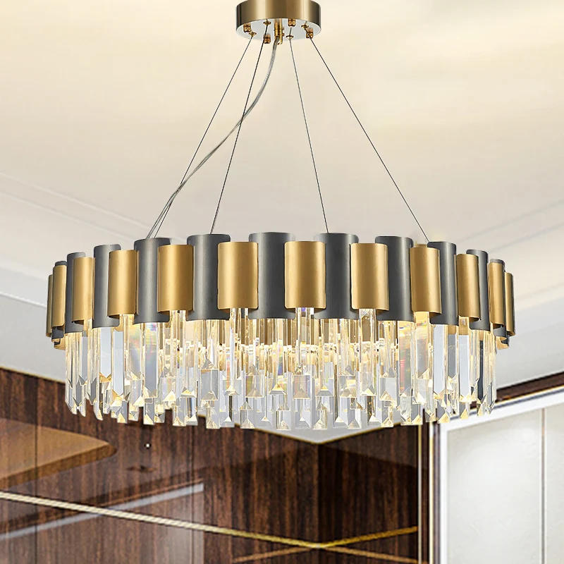 Heldere kristallen gelaagde ijspegel hanglamp moderne 8/12-lichts gouden hangende kroonluchter Clearhalo