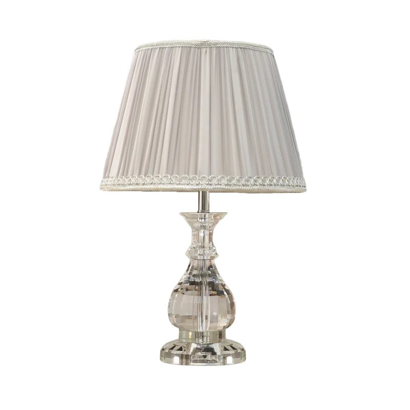 Heldere kristallen kalebas tafellamp, moderne 1-lamps bureaulamp grijs met kunstgevlochten details Clearhalo
