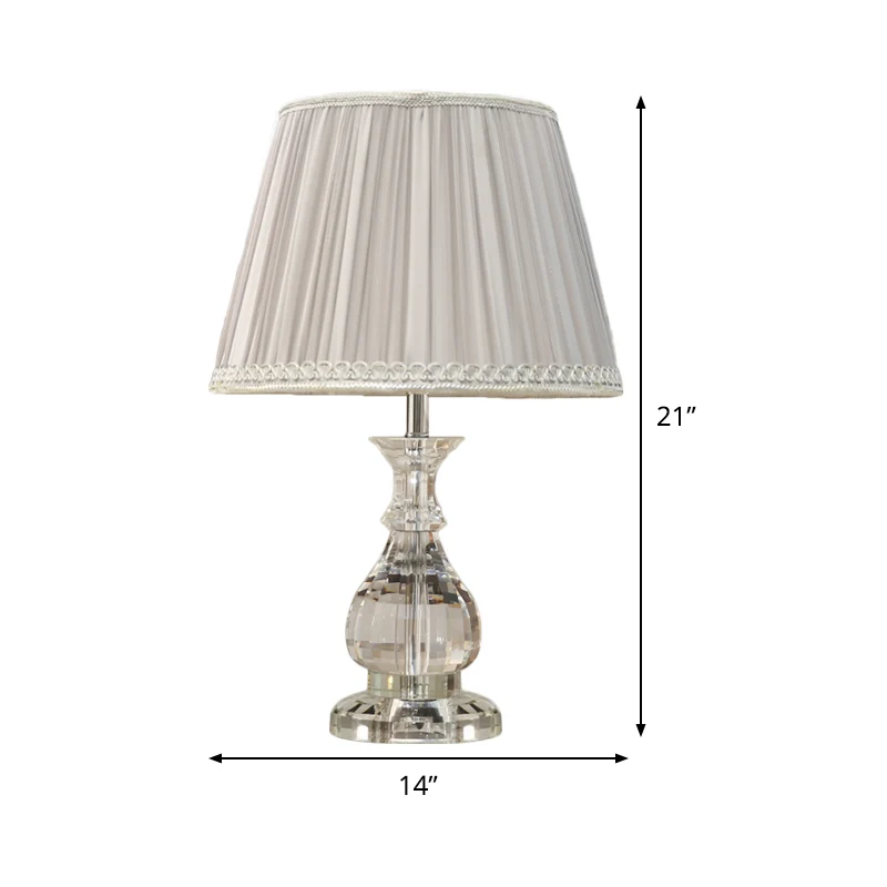 Heldere kristallen kalebas tafellamp, moderne 1-lamps bureaulamp grijs met kunstgevlochten details Clearhalo