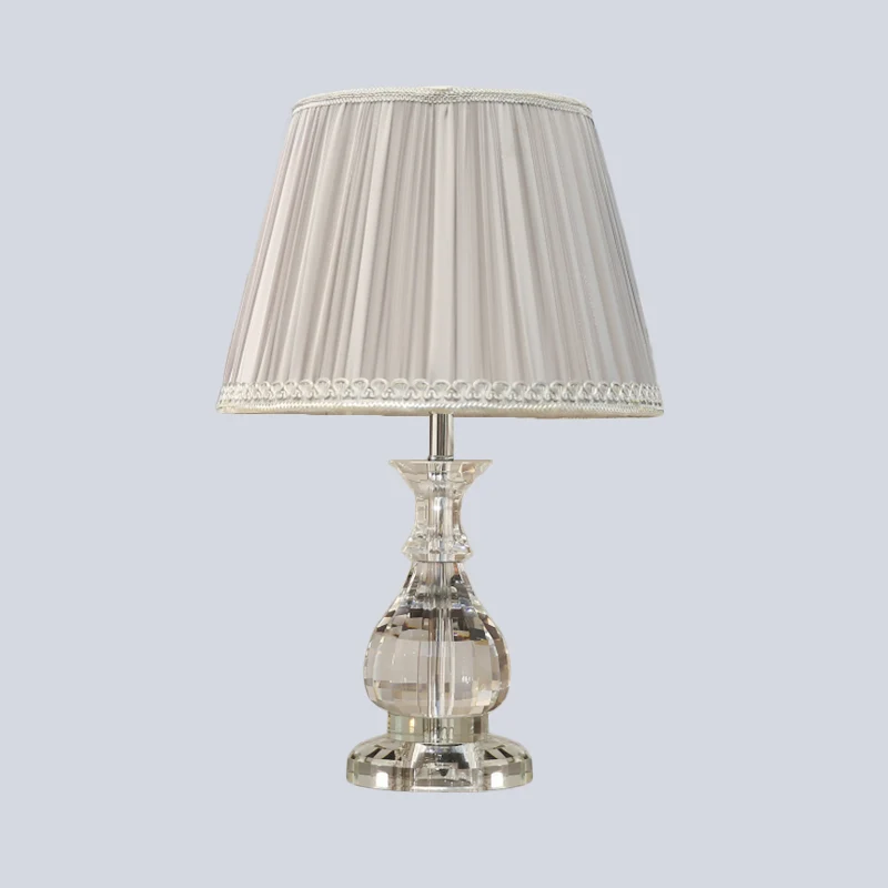 Heldere kristallen kalebas tafellamp, moderne 1-lamps bureaulamp grijs met kunstgevlochten details Clearhalo