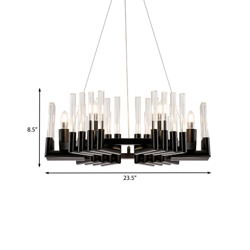 Heldere kristallen kandelaar plafondkroonluchter minimaal 6 lampen zwarte afwerking hanglampset voor eetkamer Clearhalo