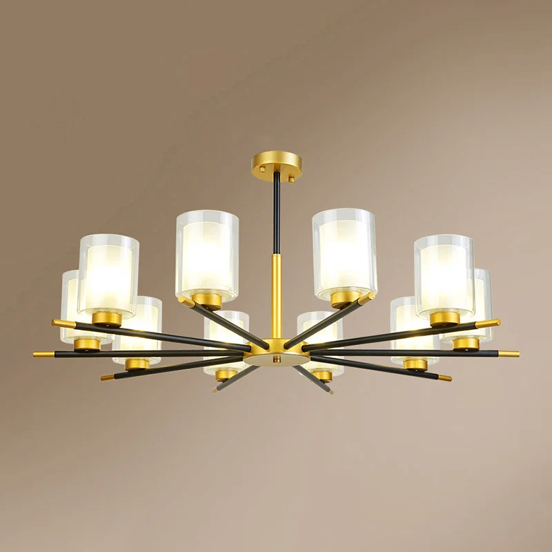 Heldere en matte cilinder hanglamp Minimalistische eetkamerkroonluchter zwart messing Clearhalo