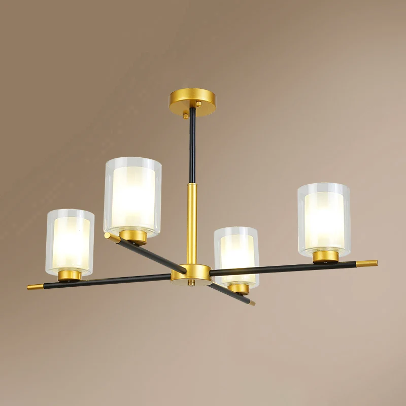 Heldere en matte cilinder hanglamp Minimalistische eetkamerkroonluchter zwart messing Clearhalo