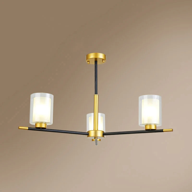 Heldere en matte cilinder hanglamp Minimalistische eetkamerkroonluchter zwart messing Clearhalo