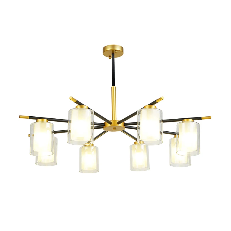 Heldere en matte cilinder hanglamp Minimalistische eetkamerkroonluchter zwart messing Clearhalo