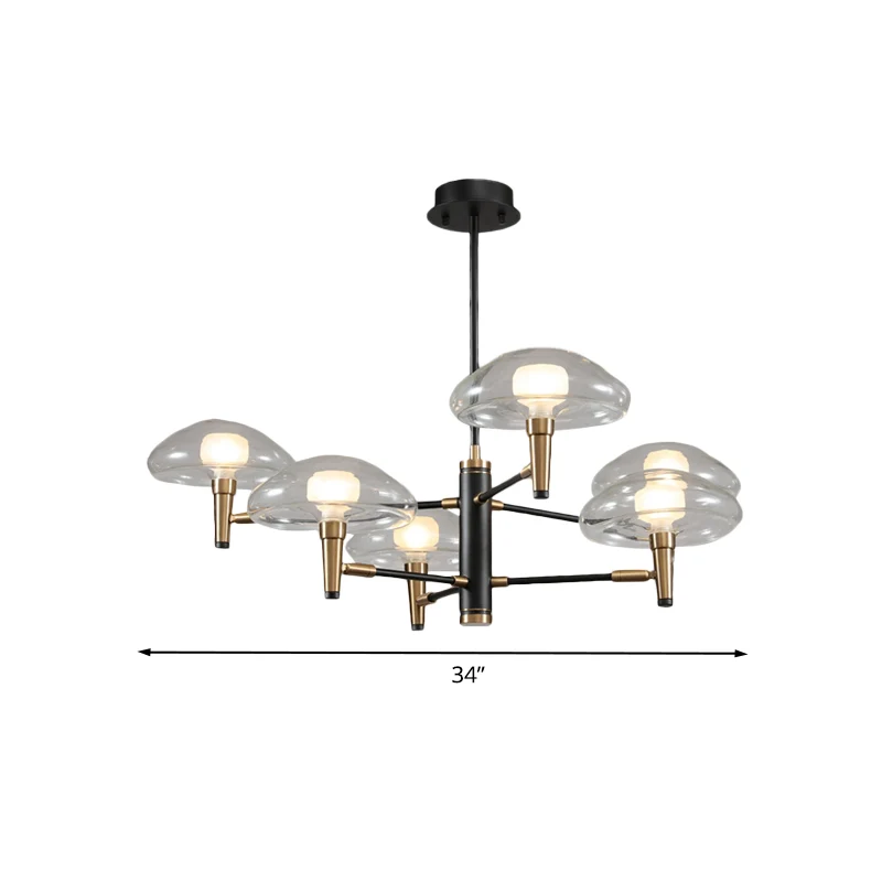 Heldere paddestoelschaduw hanglamp, hedendaagse metalen kroonluchter zwart voor boetiek Clearhalo
