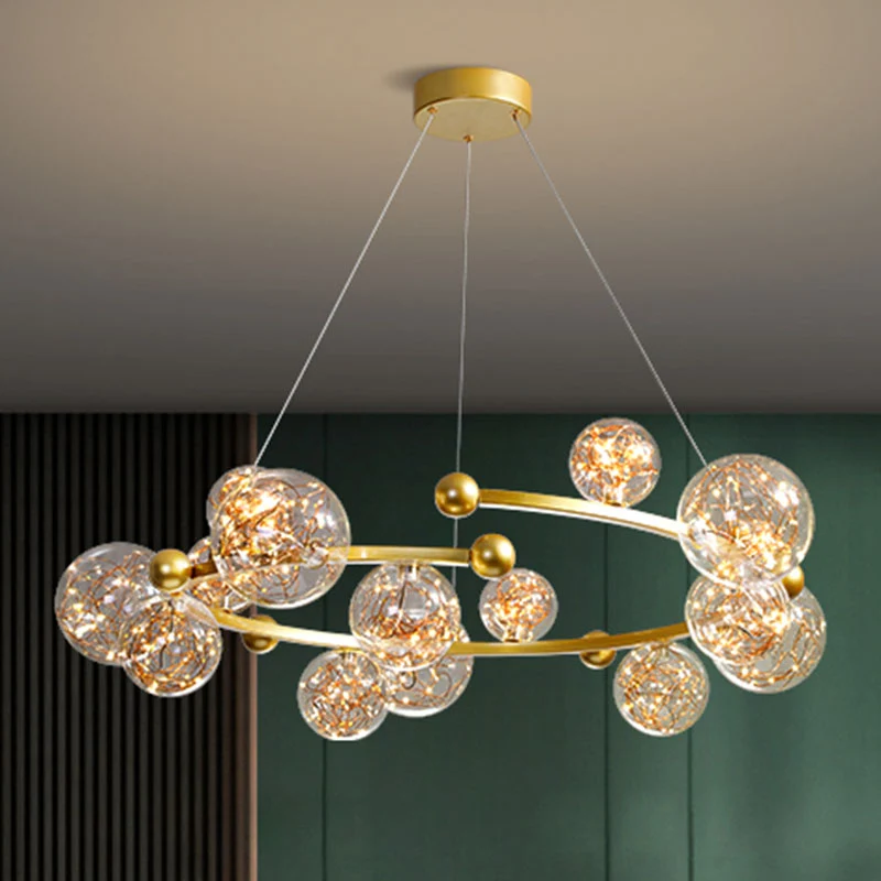 Helderglazen bolkroonluchterlamp Hedendaagse LED-downverlichting met gloeiende snaar Clearhalo
