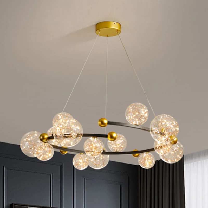 Helderglazen bolkroonluchterlamp Hedendaagse LED-downverlichting met gloeiende snaar Clearhalo