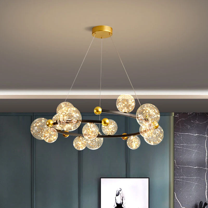 Helderglazen bolkroonluchterlamp Hedendaagse LED-downverlichting met gloeiende snaar Clearhalo