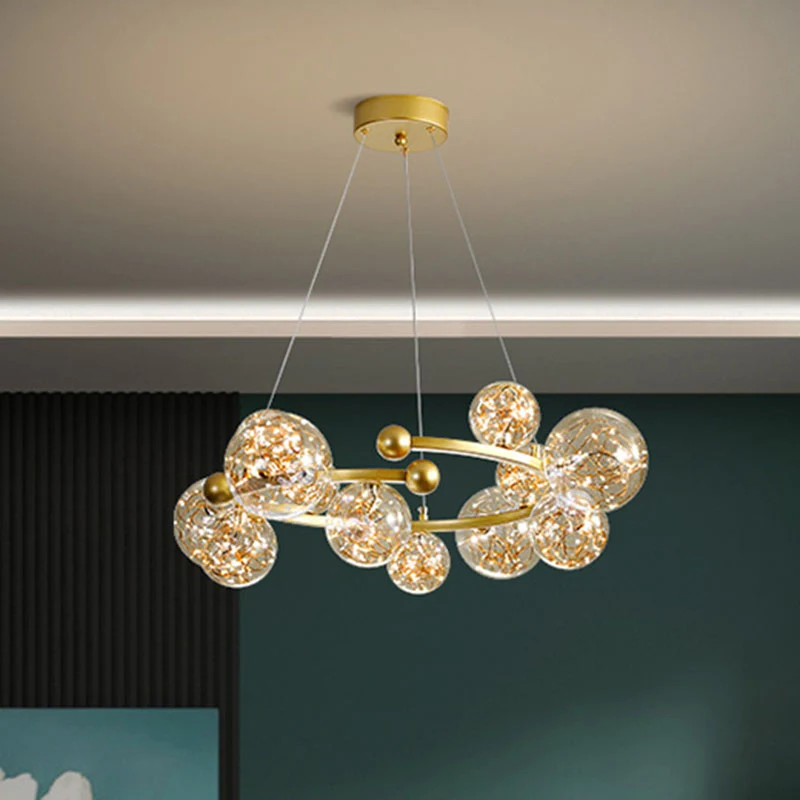 Helderglazen bolkroonluchterlamp Hedendaagse LED-downverlichting met gloeiende snaar Clearhalo