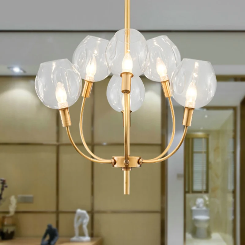 Helderglazen Bud Shade hanglamp Restaurant Foyer Eigentijdse kroonluchter goud Clearhalo