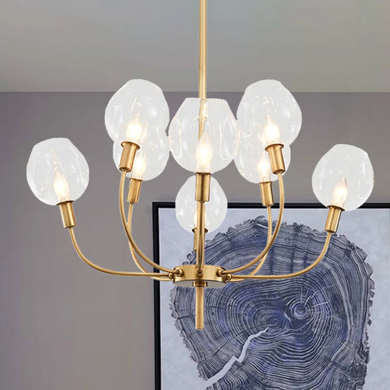 Helderglazen Bud Shade hanglamp Restaurant Foyer Eigentijdse kroonluchter goud Clearhalo
