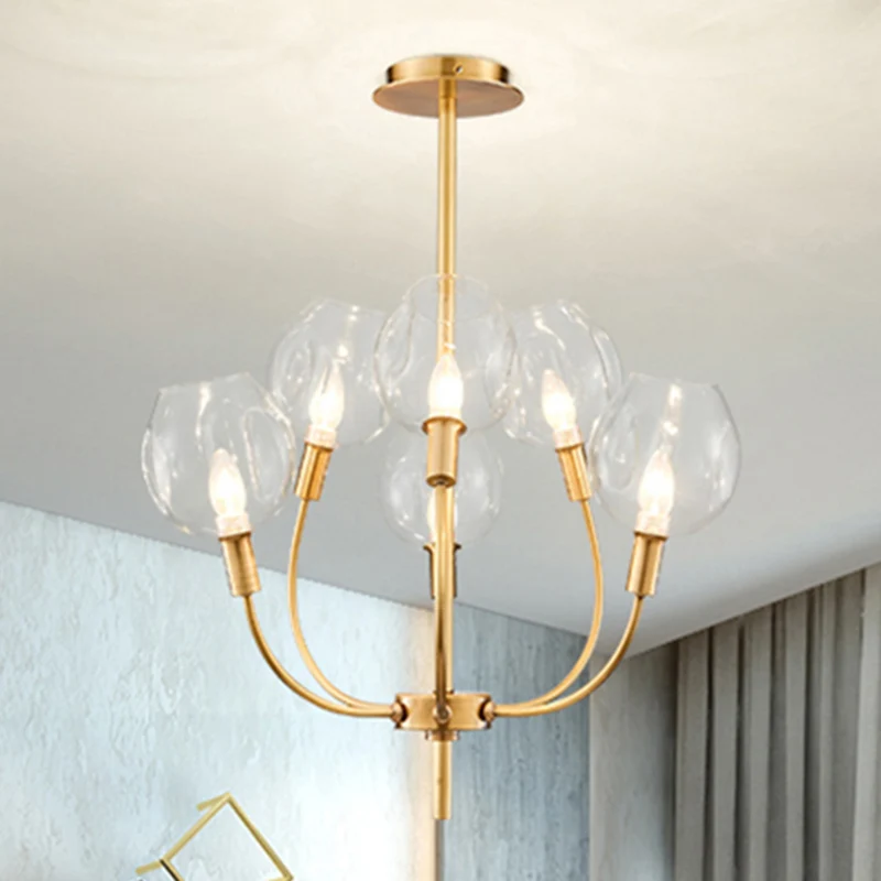 Helderglazen Bud Shade hanglamp Restaurant Foyer Eigentijdse kroonluchter goud Clearhalo
