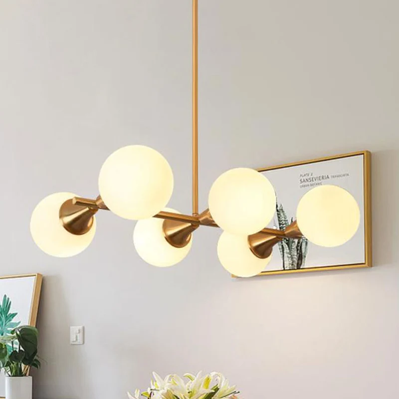 Helder/wit Bubble Island-lichtpunt 6 lampen Post moderne glazen kap hanglamp Clearhalo