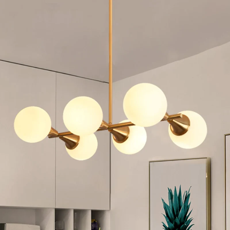 Helder/wit Bubble Island-lichtpunt 6 lampen Post moderne glazen kap hanglamp Clearhalo