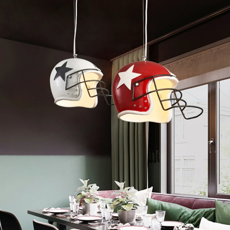 Helmhanger decoratieve hars 1-kops rood/wit hangend plafondlicht voor restaurant Clearhalo