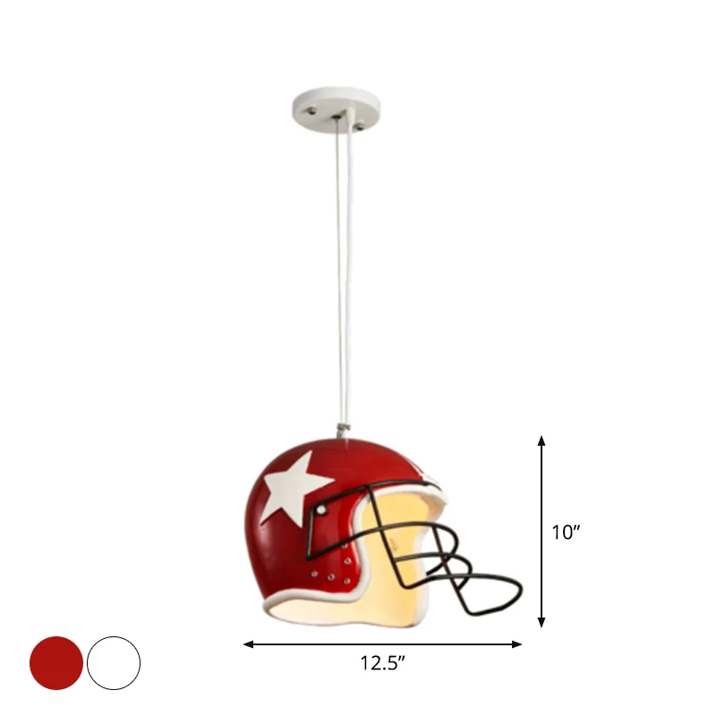 Helmhanger decoratieve hars 1-kops rood/wit hangend plafondlicht voor restaurant Clearhalo