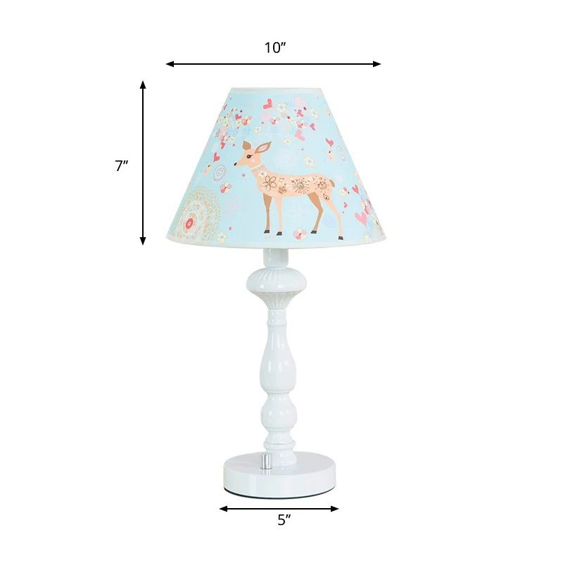 Hemelsblauwe studielamp met taps toelopende schaduw en 1 kop Mooie stoffen leeslamp voor slaapzaal Clearhalo