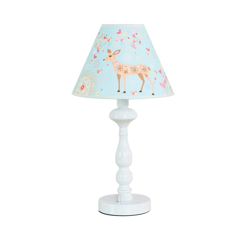 Hemelsblauwe studielamp met taps toelopende schaduw en 1 kop Mooie stoffen leeslamp voor slaapzaal Clearhalo