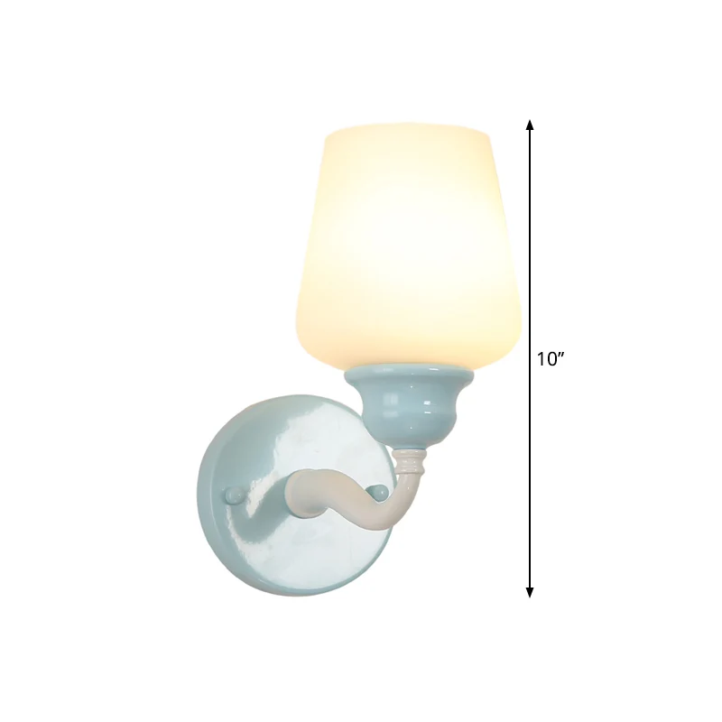 Hemelsblauwe wandlamp met enkele kop, melkachtig glas, bekerachtig schanslichtarmatuur Clearhalo