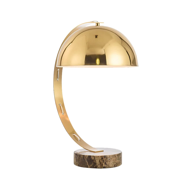 Hemisphere Task Lamp Hedendaags Metaal 1-kops bureaulamp goud met ronde arm Clearhalo