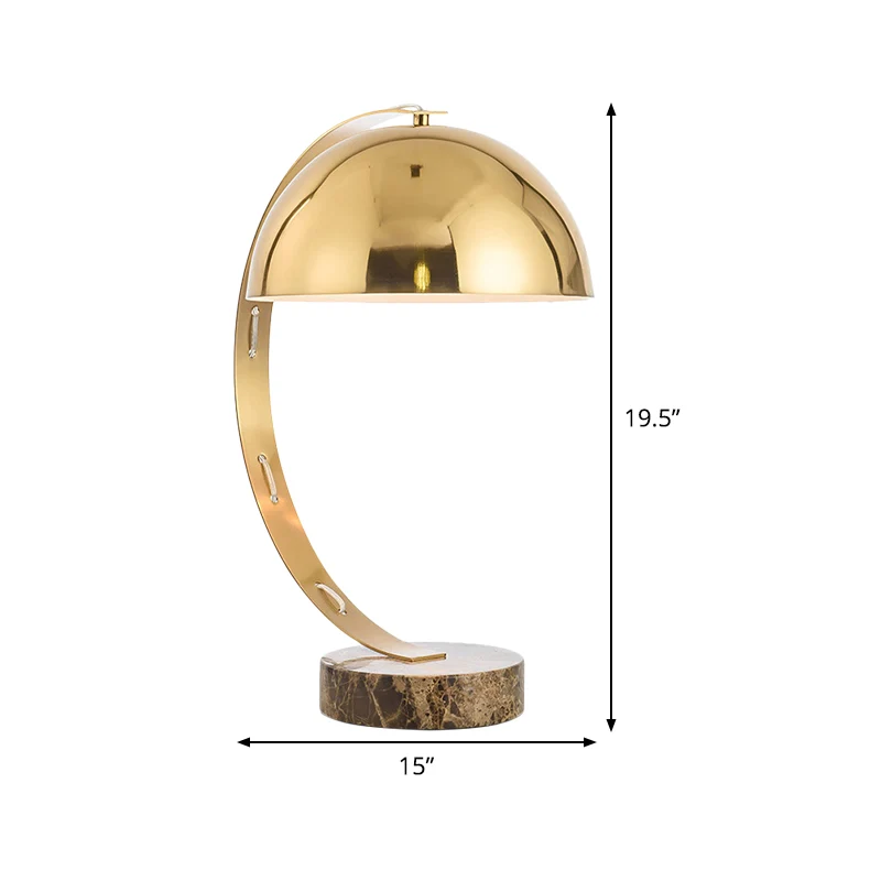 Hemisphere Task Lamp Hedendaags Metaal 1-kops bureaulamp goud met ronde arm Clearhalo