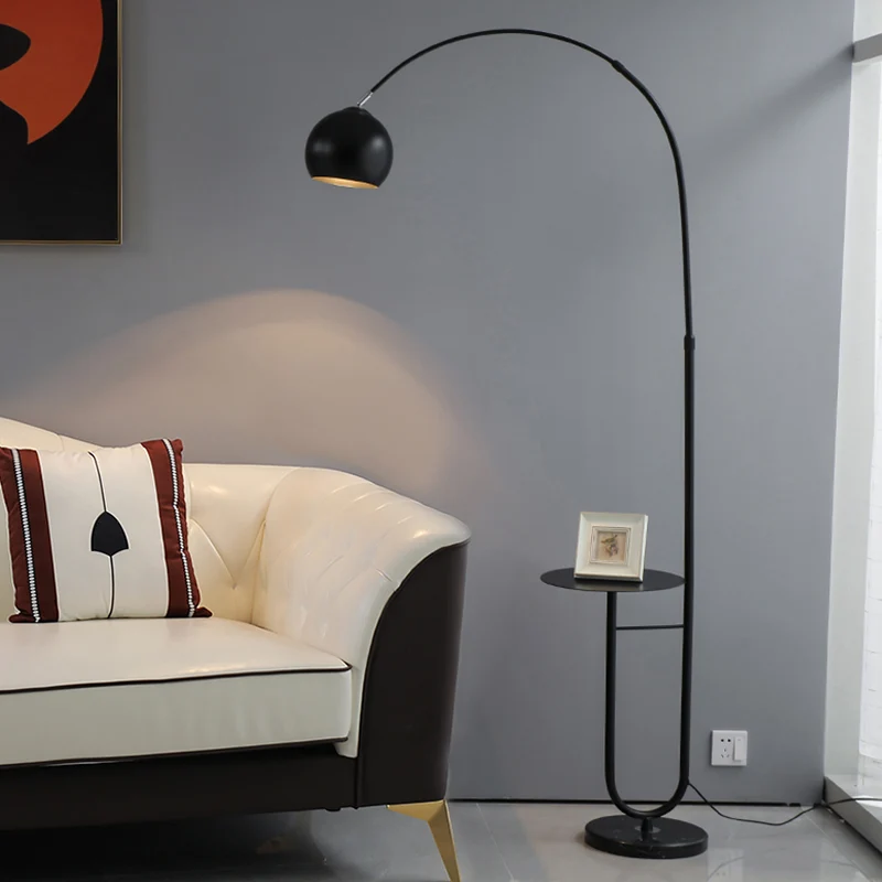 Hengel Woonkamer Vloerlamp Metaal Enkel Minimalistische Staande Verlichting met Koepelkap en Marmeren Voet Clearhalo