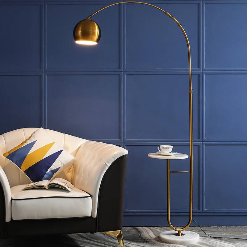 Hengel Woonkamer Vloerlamp Metaal Enkel Minimalistische Staande Verlichting met Koepelkap en Marmeren Voet Clearhalo