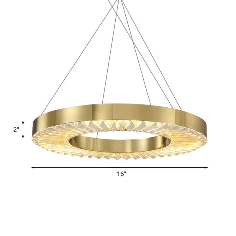 Hoepel Kristallen ingevoegde hanglamp Minimalisme Eetkamer LED-plafondkroonluchter goud Clearhalo