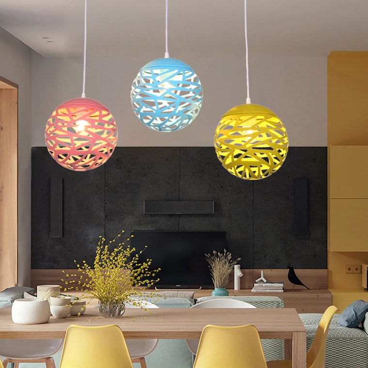 Holle bol-hanglamp voor kinderkamer, metaal, 1 kop, moderne snoepkleurige hanglamp Clearhalo