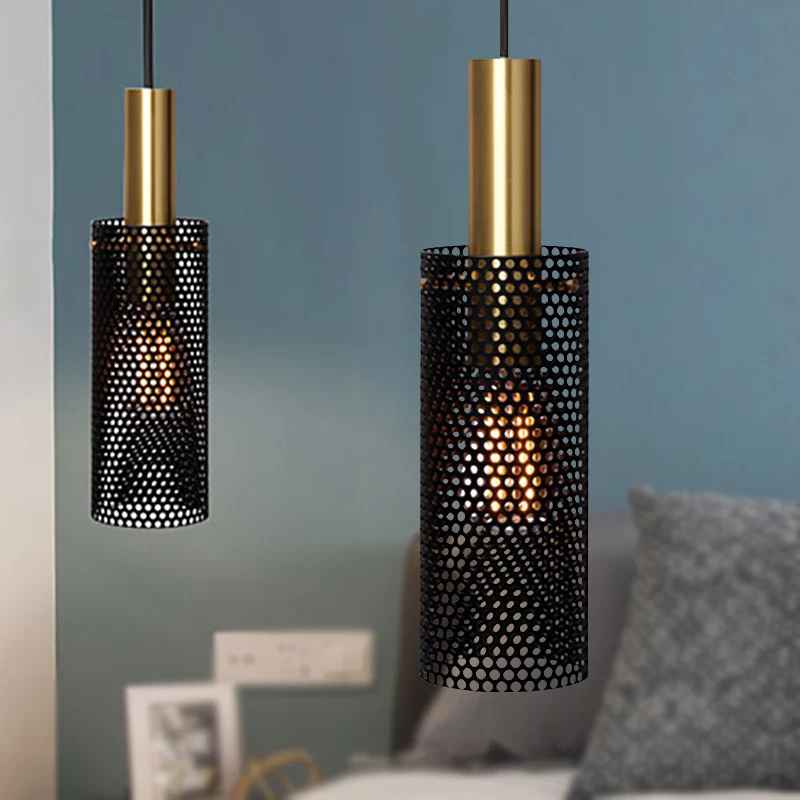 Holle Design Cilinder Hanglamp Metaal 1 Licht Eenvoudige Mini Hanglamp Zwart/Wit Clearhalo