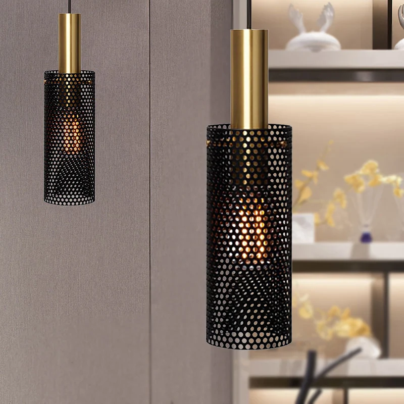 Holle Design Cilinder Hanglamp Metaal 1 Licht Eenvoudige Mini Hanglamp Zwart/Wit Clearhalo