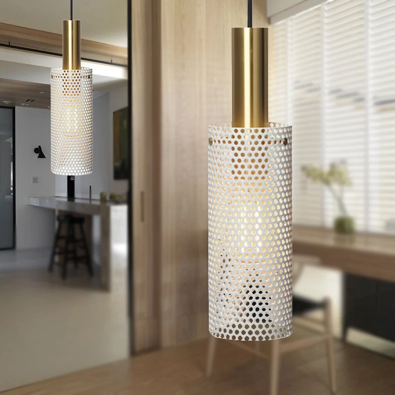 Holle Design Cilinder Hanglamp Metaal 1 Licht Eenvoudige Mini Hanglamp Zwart/Wit Clearhalo