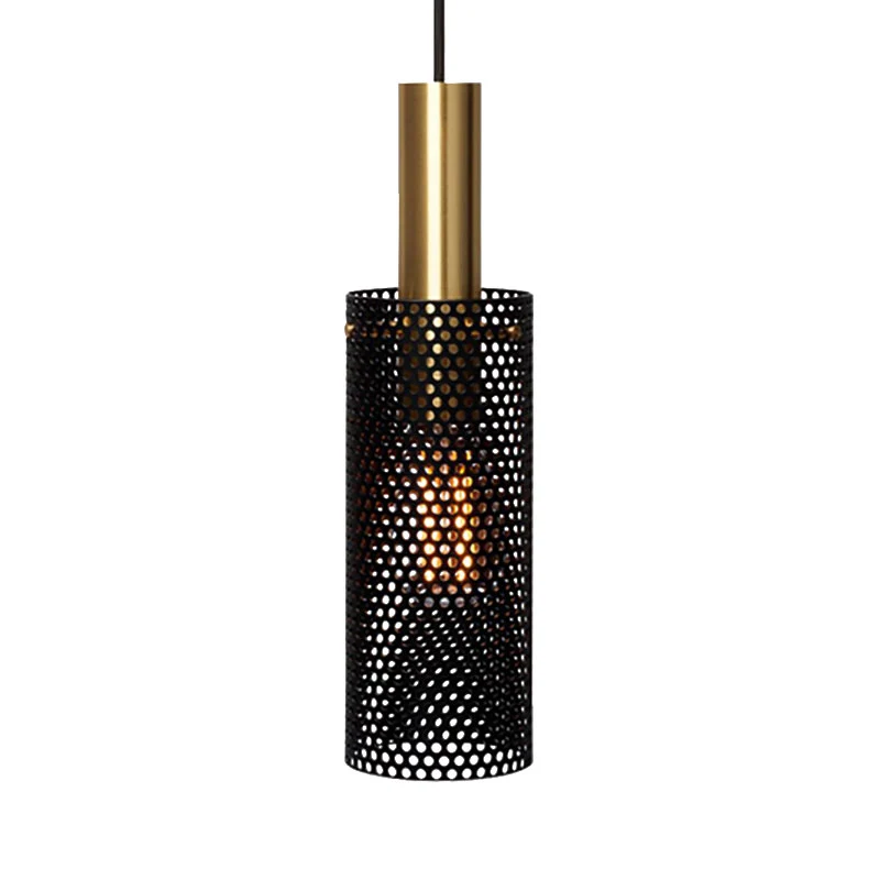 Holle Design Cilinder Hanglamp Metaal 1 Licht Eenvoudige Mini Hanglamp Zwart/Wit Clearhalo