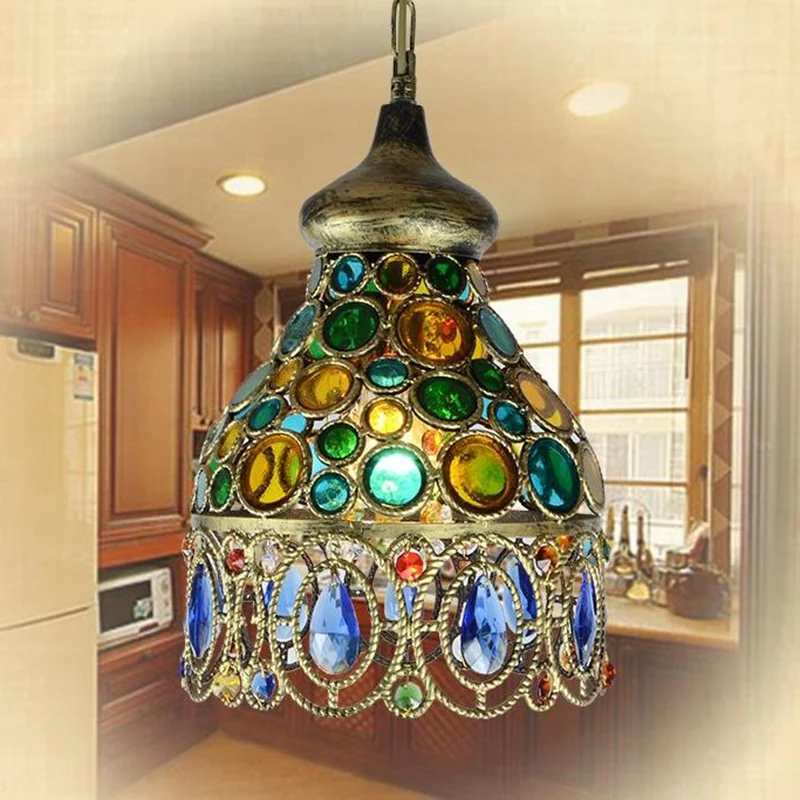 Holle restaurant ophangverlichting Decoratieve 1-lamp groene hangende hanglamp Clearhalo