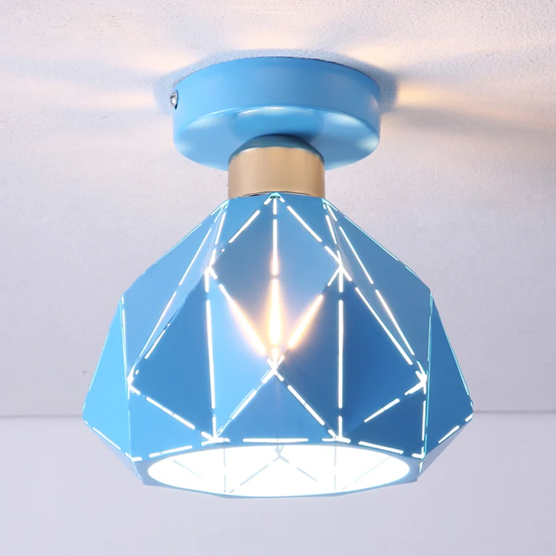 Holle veelvlak balkon veranda plafondmontage licht metaal één lichte plafondlamp Clearhalo