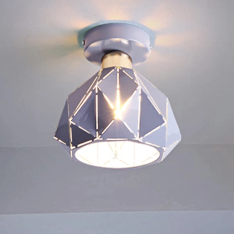 Holle veelvlak balkon veranda plafondmontage licht metaal één lichte plafondlamp Clearhalo