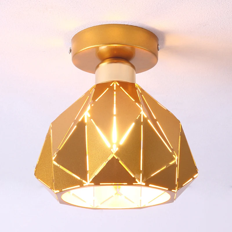 Holle veelvlak balkon veranda plafondmontage licht metaal één lichte plafondlamp Clearhalo