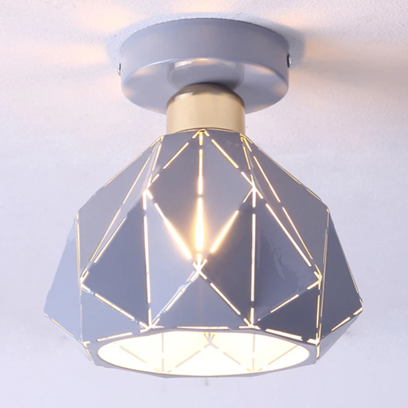 Holle veelvlak balkon veranda plafondmontage licht metaal één lichte plafondlamp Clearhalo