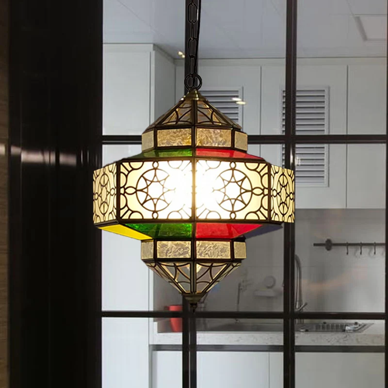 1 hoofd hangende verlichting Art Deco lantaarn metalen hanglamp zwart voor keuken Clearhalo