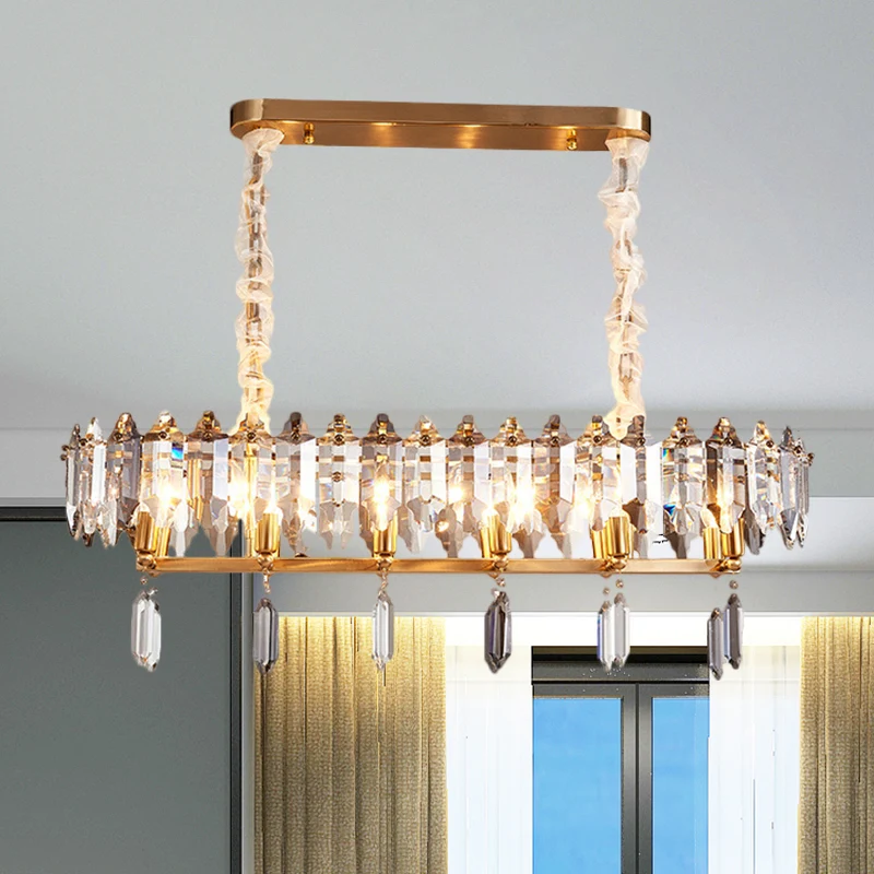 12 hoofden kristallen druppels eilandverlichting moderne heldere ovale eetkamer hangend eilandlicht Clearhalo